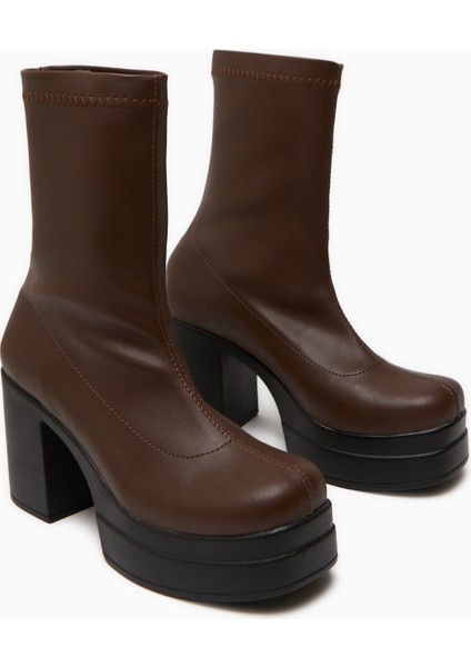 Bie Siyah Platform Topuklu Kadın Streç Bot modelleri