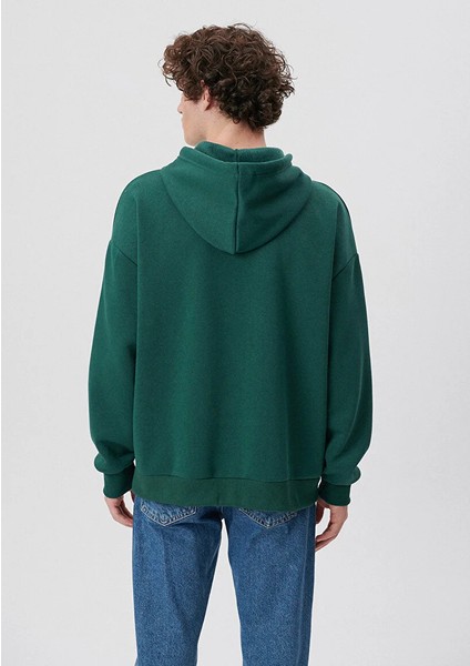 Erkek Zümrüt Yeşili M067149-71874 Kapişonlu Sweatshirt