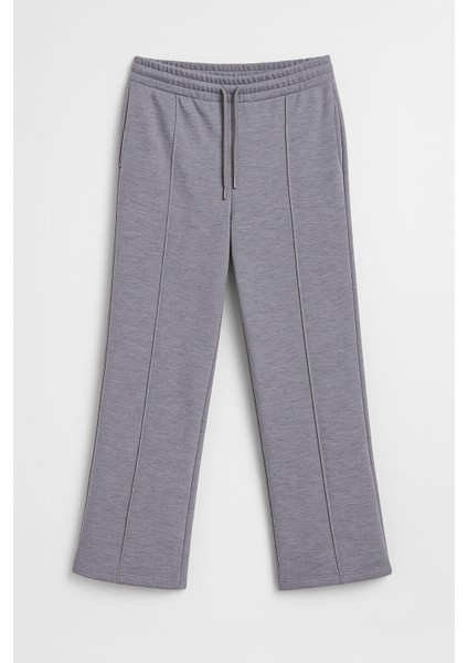 Kadın Bağcıklı Düz Paça Gri Eşofman Altı