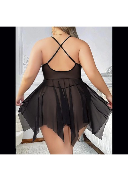 Kadın Siyah Tül Transparan Fantezi Gecelik fiyatları