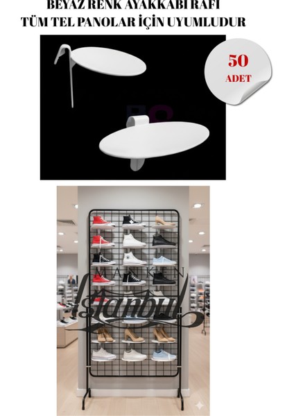 50 Adet Tel Panoya Geçme Plastik Ayakkabı Standı Ayakkabı Teşhir Standı Ayakkabı Rafı