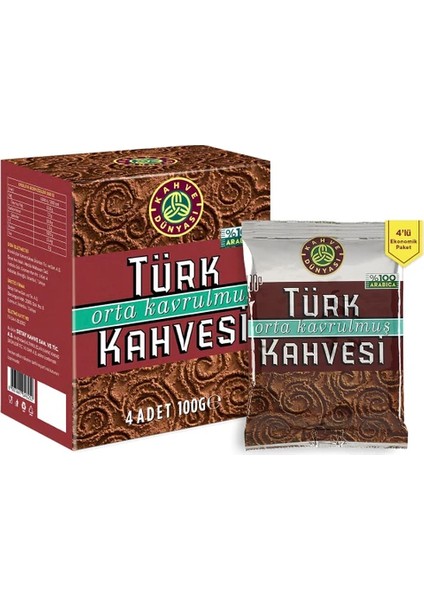 Orta Kavrulmuş Türk Kahvesi 4lü Kutu 100 gr