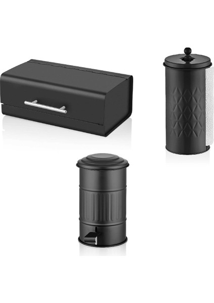 Ekmeklik - Çöp Kovası Havlu Peçetelik 3 Lü Mutfak Çeyiz Seti