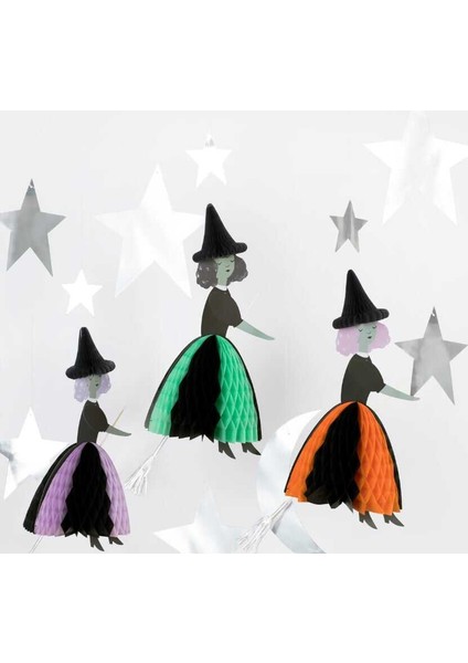 - Flying Honeycomb Witch Decorations - Uçan Cadılar Asılan Süs (3lü)