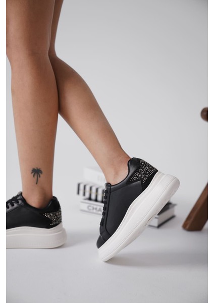 Modaserdem Grace Arkası Taşlı Siyah Kadın Sneaker modelleri