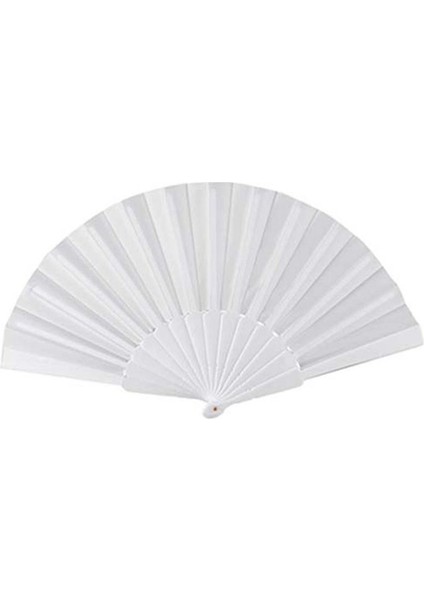 3x Plastik Kumaş El Katlanabilir Fan Bayanlar Erkekler Beyaz (Yurt Dışından) fiyatları