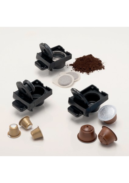 Çok Fonksiyonlu Kapsül, Pod ve Öğütülmüş Kahve 4in1 Espresso Makinesi Siyah 1304/11 fırsatları