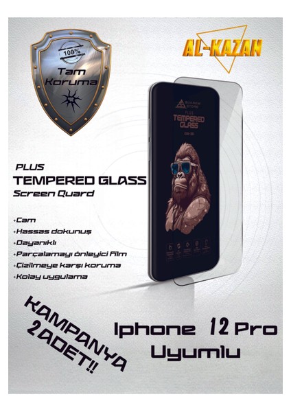iPhone 12 Pro Şeffaf Kırılmaz Ekran Koruyucu (2'li Paket)Ultra Ince, Anti Çizik&darbeye Dayanıklı