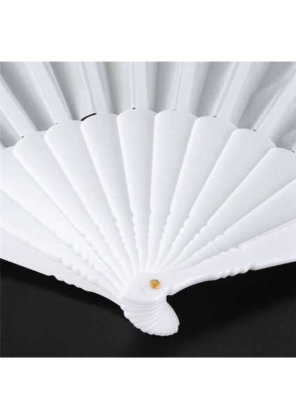 3x Plastik Kumaş El Katlanabilir Fan Bayanlar Erkekler Beyaz (Yurt Dışından) indirimleri