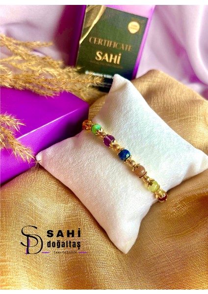 Sahi Doğal Taş 7 Çakra Makrome Kapama Bileklik fiyatları