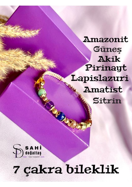 Sahi Doğal Taş 7 Çakra Makrome Kapama Bileklik modelleri