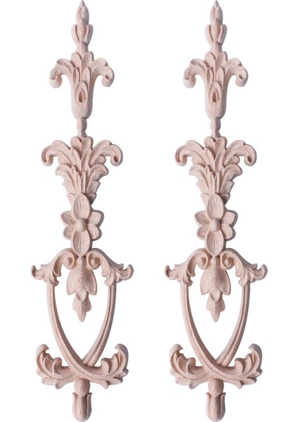 2x Ahşap Oyma Köşe Onlay Aplike Boyasız Çerçeve Çıkartma Ev Dekoru 25X6CM (Yurt Dışından)