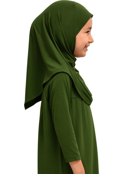 Penye Kendinden Başörtülü Çocuk Namaz Elbisesi Yeşil/ 6-7-8 Yaş fiyatları