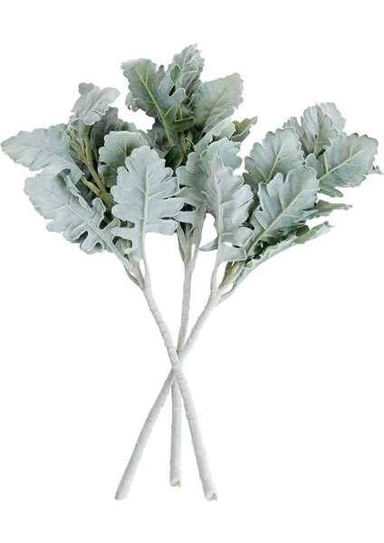 10 Adet Yapay Floked Kuzular Kulak Yaprakları Tozlu Miller Gövdeleri Floked Meşe Yapraklar Kuzu&#39 Nun Kulak Yaprağı Ev Düğün (Yurt Dışından)