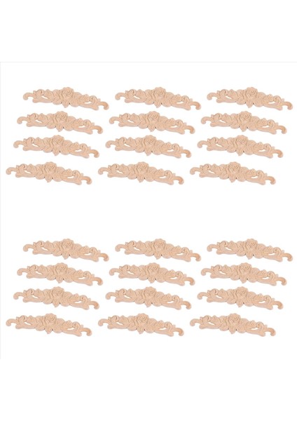 24PCS 20 x 5cm Kauçuk Ahşap Oyma Uzun Onlay Aplike Boyasız Gül Çiçek Kapı Ev Dekoru Avrupa Tarzı (Yurt Dışından)