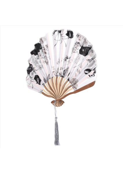 Çin Gri Şakayık Çiçeği Kumaş Bambu Katlanır Dans El Fan Beyaz (Yurt Dışından) fiyatları