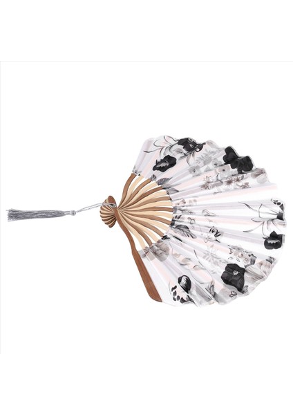 Çin Gri Şakayık Çiçeği Kumaş Bambu Katlanır Dans El Fan Beyaz (Yurt Dışından) modelleri