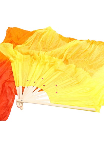 2x Güzel Ipek Üç Renk Gradyan Flame Dance Fan El Katlama Bambu Fan Dekorasyon Fanı Bayanlar Kadın El Sanatları (Yurt Dışından) modelleri