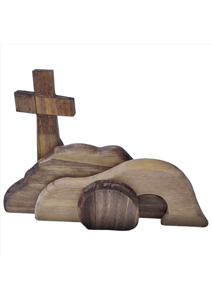 Boş Mezar Paskalya Sahnesi ve Çapraz Ahşap Paskalya Mezarı Sahnesi Dekorasyonu Ahşap Paskalya Yeniden Doğuş Dekoru (Yurt Dışından)