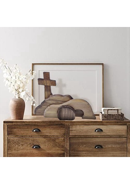 Boş Mezar Paskalya Sahnesi ve Çapraz Ahşap Paskalya Mezarı Sahnesi Dekorasyonu Ahşap Paskalya Yeniden Doğuş Dekoru (Yurt Dışından) indirimleri