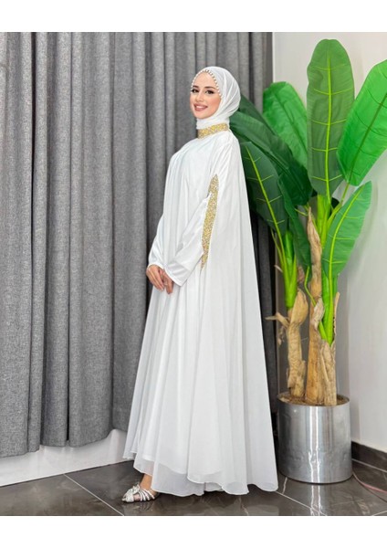 Taş Işleme Detaylı Pelerinli Elbise Takımı 2 Parça fiyatları