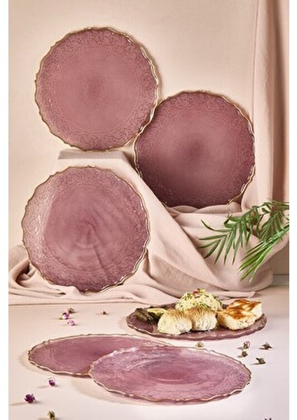 Goblen Pasta Tabağı Seti 6 Parça Mürdüm Renkli Zarif Tasarım fırsatları