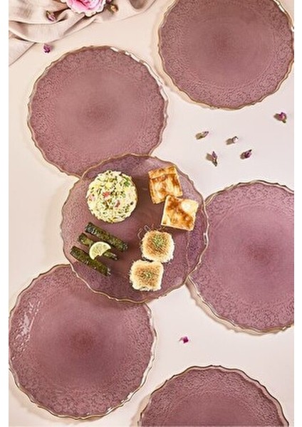 Goblen Pasta Tabağı Seti 6 Parça Mürdüm Renkli Zarif Tasarım