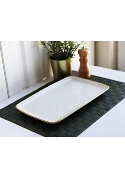 21 Parça Beyaz Gold Pasta Servis Sunum Seti Seramik ve Cam Malzemeden Üretilmiştir