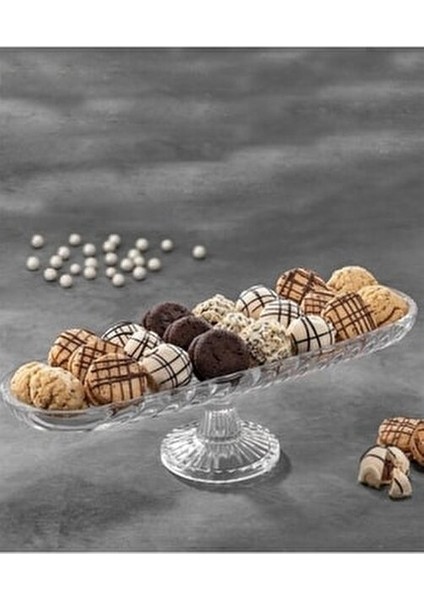 Alegre Cam Servis Tabak 39 cm Oval Şeffaf Beyaz 1 Adet Şık Sunumluk modelleri