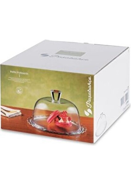 Patisserie Kek Fanusu Şeffaf Cam 15 cm Yükseklik 26 cm Genişlik 1 Adet