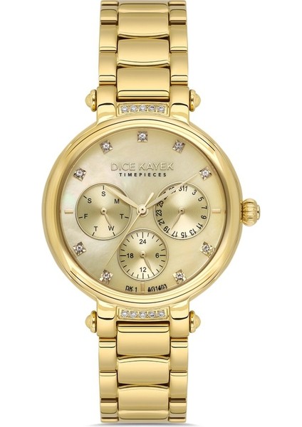 DK.1.AG1403.05 Fonksiyonlar Aktif 5 Atm Suya Dayanıklı Altın Renk Kadın Kol Saati