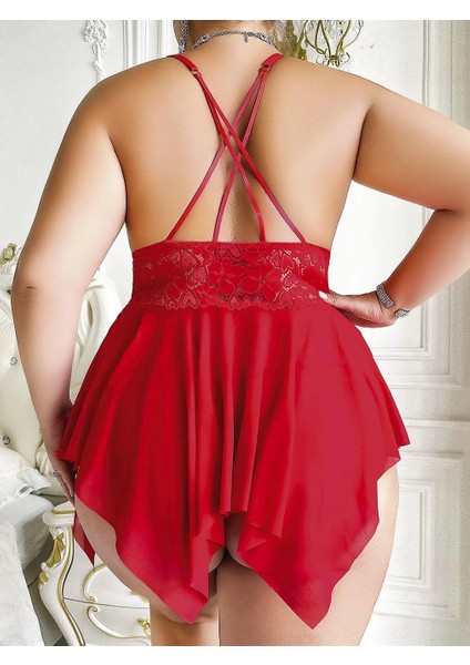 Kadın Kırmızı Fantezi Büyük Beden Gecelik Takımı fiyatları