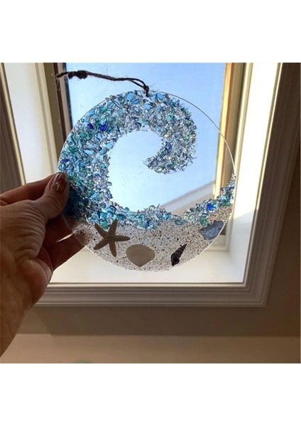 Deniz Glass Suncatcher Kolye Kırık Kristal Okyanus Plajı Asma Süs Romantik Çift Şeffaf El Sanatları Kolye (Yurt Dışından) modelleri