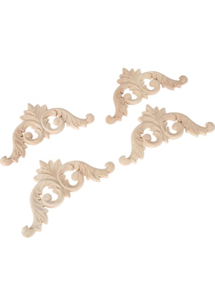 Ahşap Oyma Köşe Pervazları Onlay Aplike Boyasız Mobilya Dekor 4pcs 12X12CM (Yurt Dışından) fiyatları