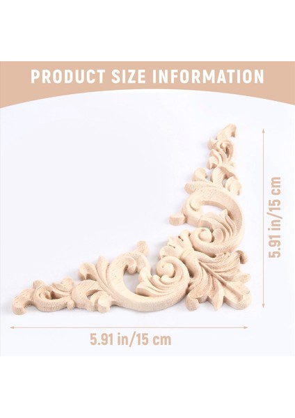 15*15CM Kauçuk Ahşap Oyma Köşe Onlay Aplike Zarif Boyasız (Yurt Dışından) fırsatları