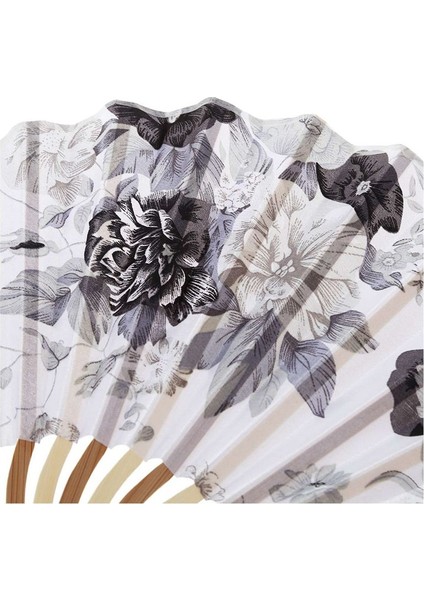 2x Çin Gri Şakayık Çiçeği Kumaş Bambu Katlanır Dans El Fan Beyaz (Yurt Dışından) fırsatları