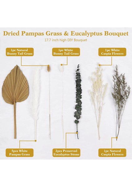 45PCS Kurutulmuş Pampas Çim Boho Dekor Doğal Kabarık Kurutulmuş Çiçekler Ev Dekoru Boho Banyo Dekor Ofis Dekor (Yurt Dışından) fırsatları
