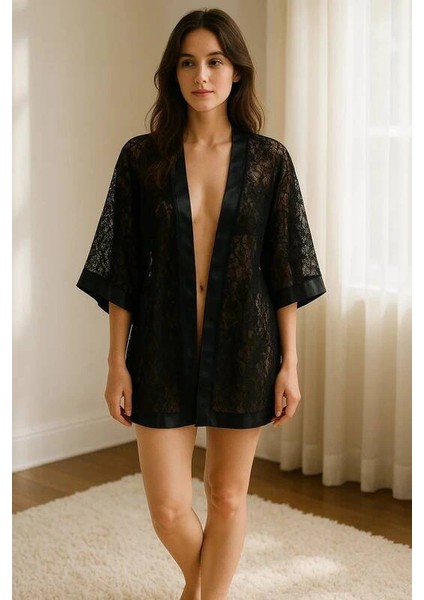 Saten Biyeli Beyaz Dantel Sabahlık – Markası 601 modelleri