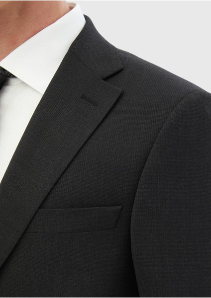 Antrasit Mikro Modern Fit Yün Karışımlı Takım Elbise