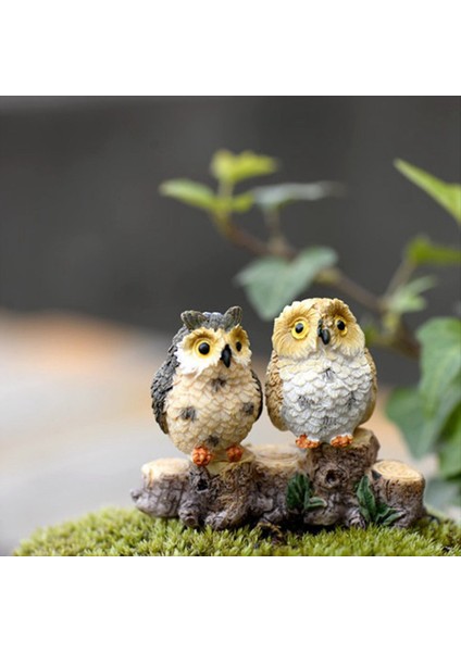 Minyatür Reçine Gece Baykuşlar Heykelcik Peri Bahçesi Mikro-Landscape Potlar Için Mini Hayvan Heykel Oyuncakları Yosun Teraryum Dekor (Yurt Dışından) indirimleri