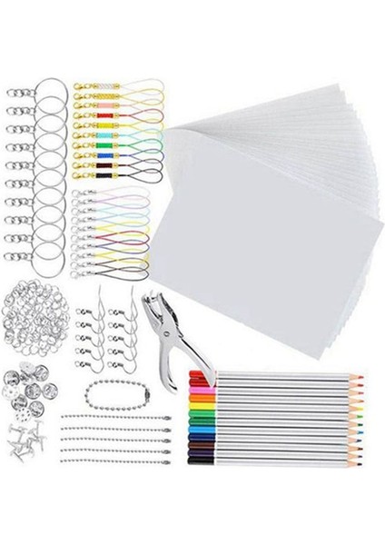 594 Pcs Shrınky Art Kağıt Isı Taraf Edilmesi Plastik Kit Deliği Yumruğu Anahtarlık Kalemleri Dıy Çizim Sanat Tedarik (Yurt Dışından) fiyatları