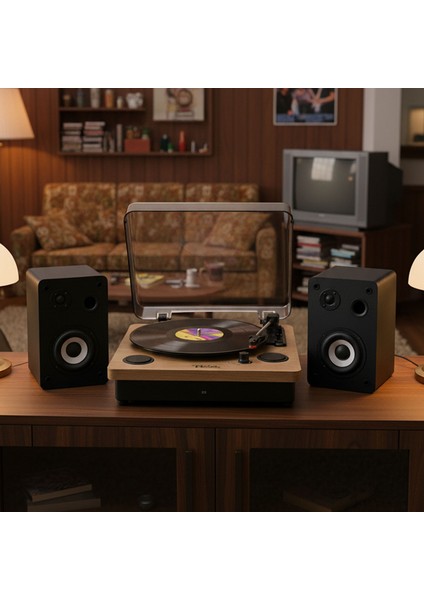 MTX-256S Set Nostaljik Pikap Plak Çalar ve Hoparlör Ses Sistemi Seti (Bluetooth Usb)