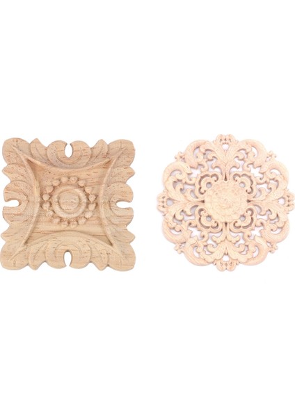 2 Adet Ahşap Oyulmuş Uzun Aplike Boyasız Çiçek Duvarları Dolapları Kapı Dekor Ahşap Renk 15 cm ve 6 cm (Yurt Dışından)