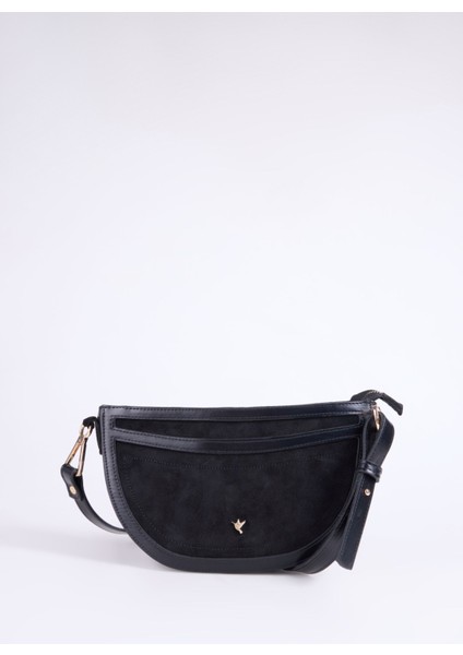 Süet Siyah Kadın Çapraz Çanta Hera-Gander