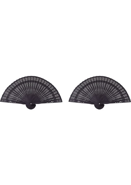 2pcs 8 Inç Çin Japon Katlanır Fan Orijinal Ahşap El Bambu Cep Fan-Black (Yurt Dışından)