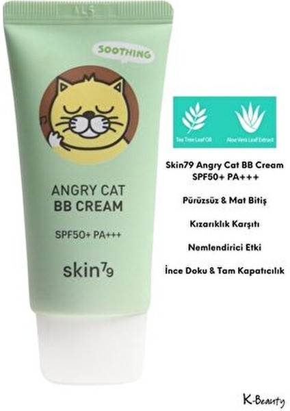 Angry Cat BB Krem Nemlendirici Ton Eşitleyici Hassas Ciltler İçin 30 ml SPF 50+ modelleri