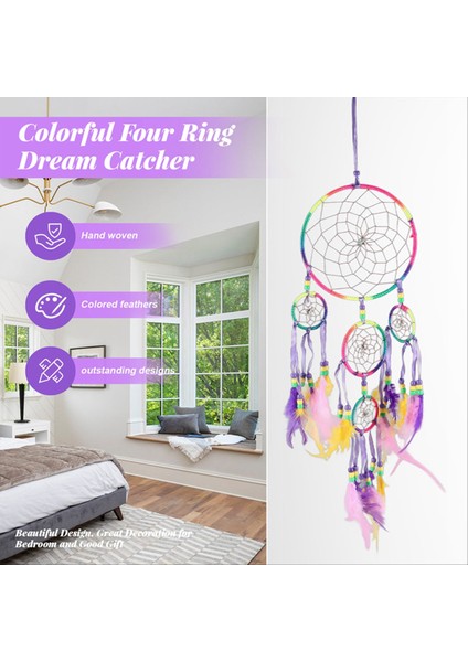El Yapımı Rüya Yakalayıcı Geleneksel Dreamcatcher Duvar Asılı Dekorasyon Renkli Tüy (Yurt Dışından) fırsatları