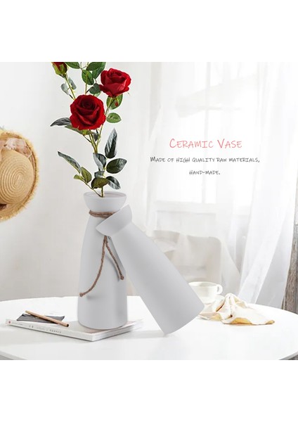 Beyaz Seramik Vazo Minimalist Stil Dekorasyonu Modern Ev Dekorasyonu Porselen Vazo Mat Tasarım (B Stili) (Yurt Dışından) modelleri