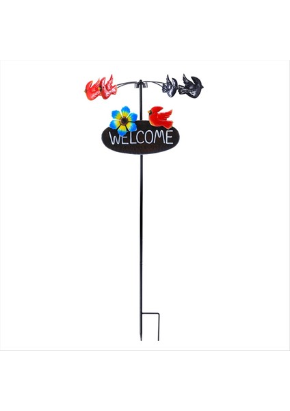 Bahçe Kazık Döner Çiçek Kuş Yeldirimi Çim Süsleme Metal Pink Çark Avı Sanat Hoş Geldiniz Parkları Parkları Çim (Yurt Dışından)