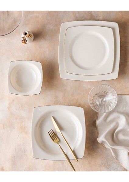 Nova 6 Kişilik 24 Parça Yemek Takımı - Beyaz/gold